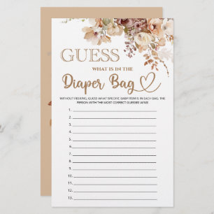 Guess what is in the diaper bag floral baby shower