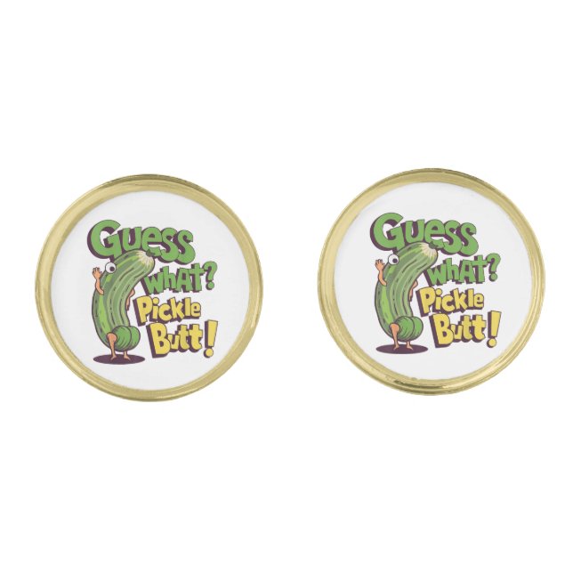 Guess What_ Pickle Butt! Funny Cucumber Cufflinks (Front)