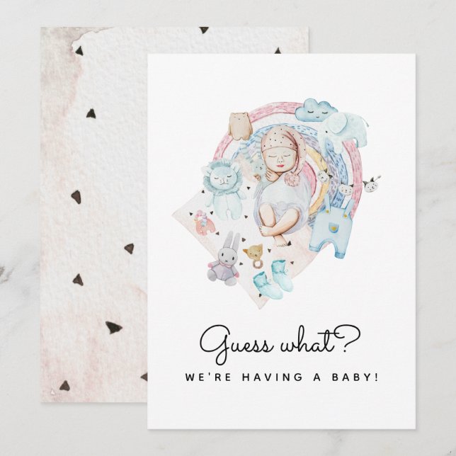 Guess What Pregnancy Reveal Having Baby Announcement (Front/Back)