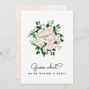 Guess What Pregnancy Reveal Ultrasound Girl Floral Announcement