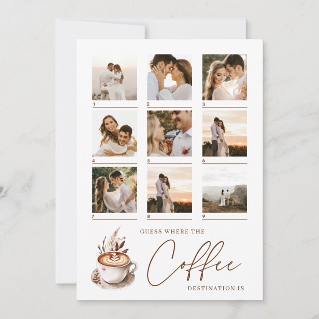 Guess where the Coffee Destination Bridal Shower Note Card (Front)