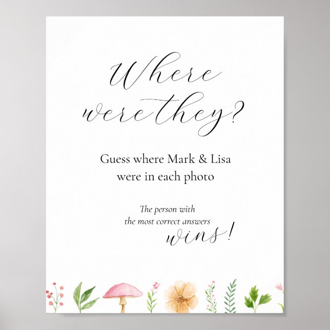 Guess where they were Bridal Shower Game Poster (Front)