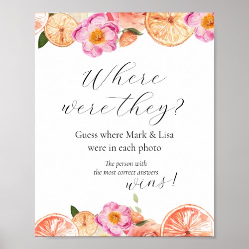 Guess where they were Bridal Shower Game Poster