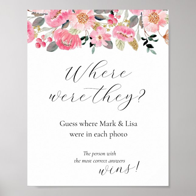 Guess where they were Bridal Shower Game Poster (Front)