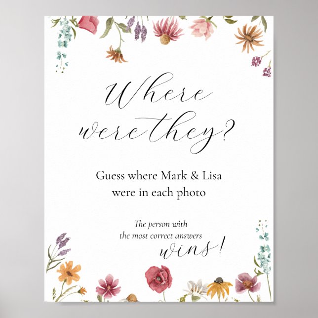 Guess where they were Bridal Shower Game Poster (Front)