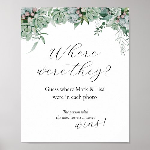 Guess where they were Bridal Shower Game Poster