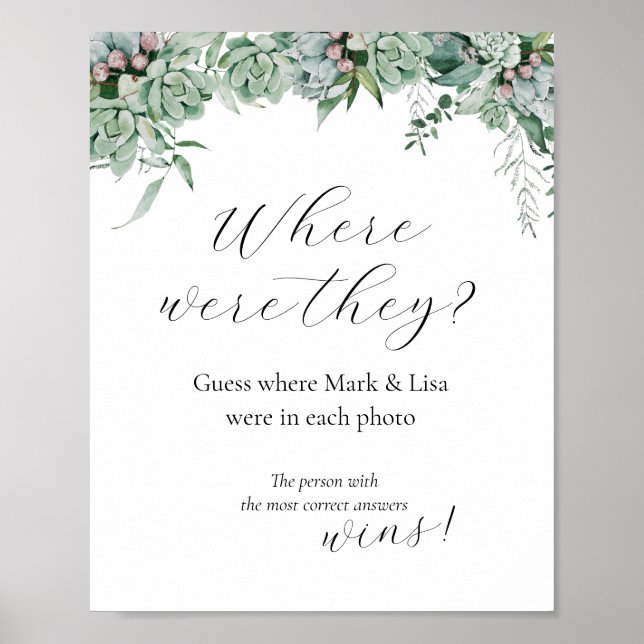 Guess where they were Bridal Shower Game Poster (Front)