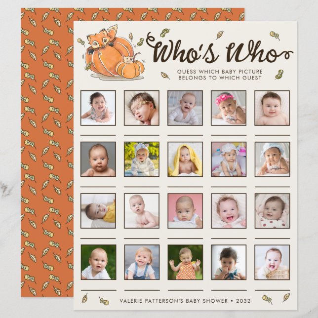 Guess Which Guest's Baby Picture Baby Shower Game (Front/Back)