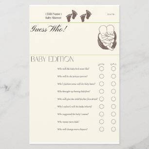 Guess Who – Baby Edition Game Card   Twin Baby Sho Flyer