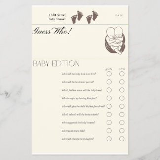 Guess Who – Baby Edition Game Card | Twin Baby Sho Flyer