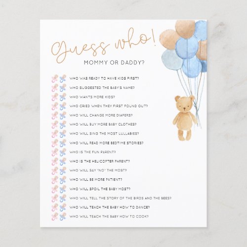 Guess Who Baby Shower Game