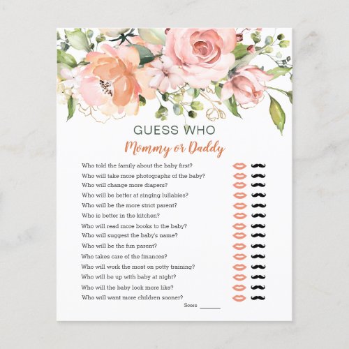 Guess Who Baby Shower Game Floral Greenery