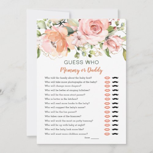 Guess Who Baby Shower Game Floral Greenery Invitation
