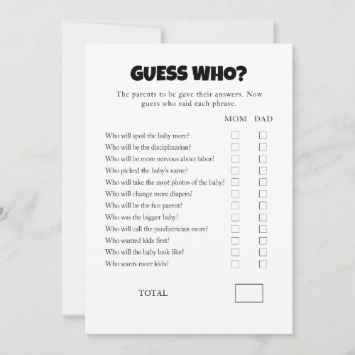 Guess Who Baby Shower Printable Game Template