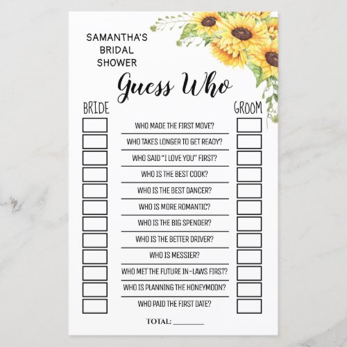 Guess Who game, Spanish and English, Bridal shower games, Printable PDF,  G350