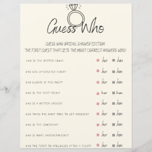 Guess Who Bridal Shower Game 