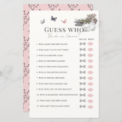 Guess Who Bride Groom Book Pk Bridal Shower Game