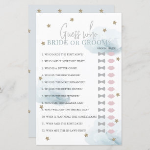 Guess Who Bride or Groom Blue Bridal Shower Game