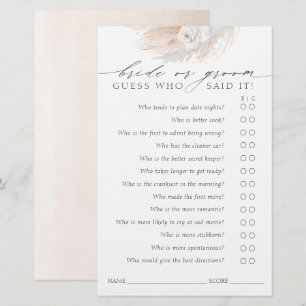 Guess Who Bride or Groom - Boho Game Card