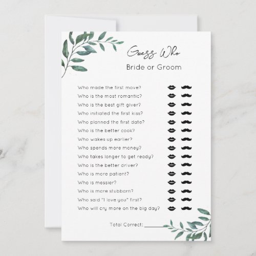 Guess Who_ Bride or Groom_ Bridal Shower Game Holiday Card