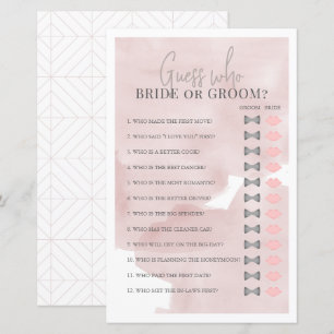 Guess Who Bride or Groom Pink Bridal Shower Game