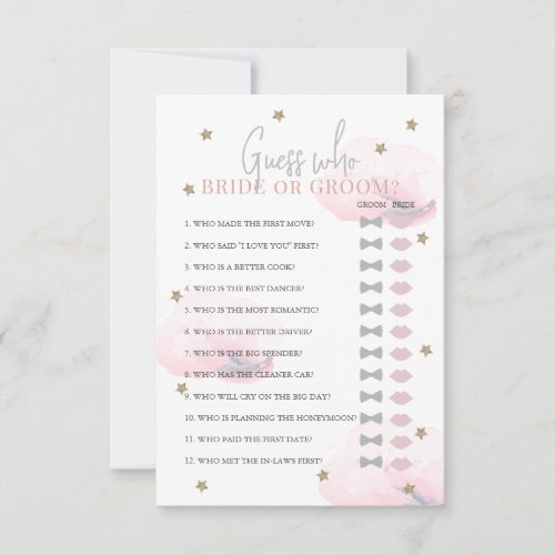 Guess Who Bride or Groom Pink Bridal Shower Game Invitation