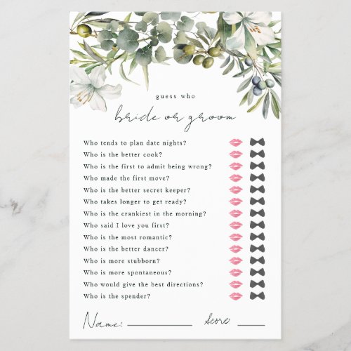  Guess Who Bride or Groom Shower Game