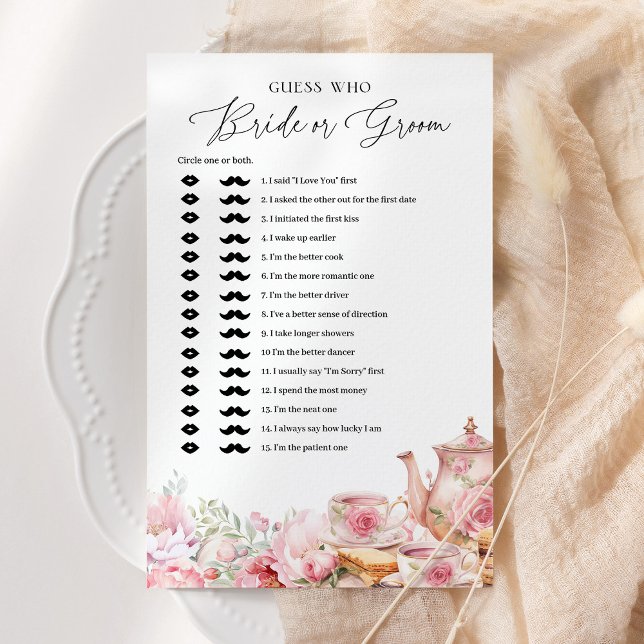 Guess Who Bride Or Groom Tea Bridal Shower Game (Creator Uploaded)
