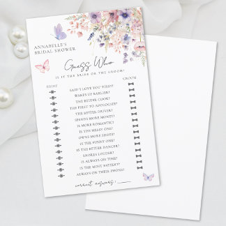 Guess Who Butterfly Wildflower Bridal Shower Game