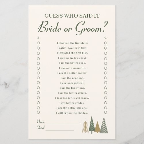 Guess who Christmas Bridal Shower Game