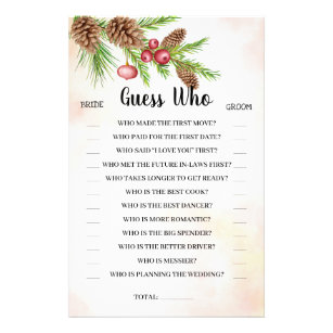 Guess Who Christmas Bridal Shower Game Card Flyer