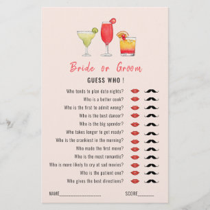 Guess Who Cocktail drinks Shower game 