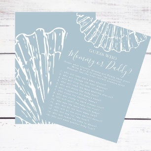 Guess Who Elegant Blue Clamshell Baby Shower Game