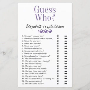 Guess Who Find Someone Who Bridal Shower Games
