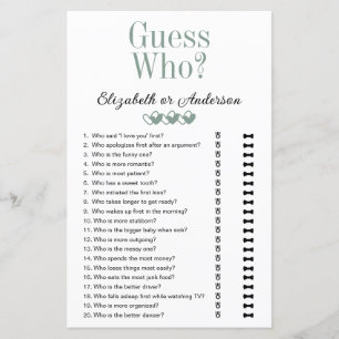 Guess Who Find Someone Who Bridal Shower Games