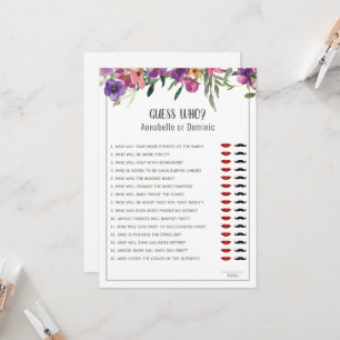 Guess Who Floral Editable Baby Shower Game Invitation