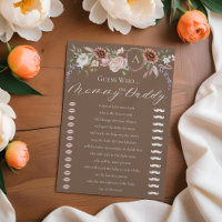 Guess Who Floral Wild West Baby Shower Game Card