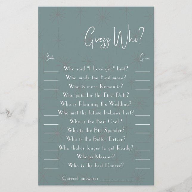 Guess Who? Game Card Flyer (Front)