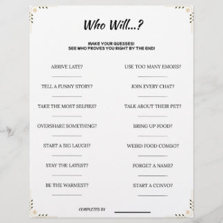 Guess Who Game – Funny & Cute Printable Party Acti Letterhead