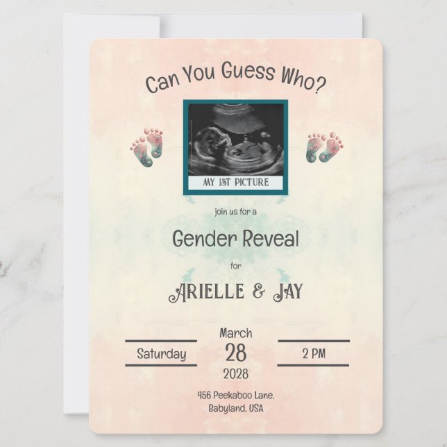 "Guess Who" Gender Reveal Ultrasound Baby Shower (Front)
