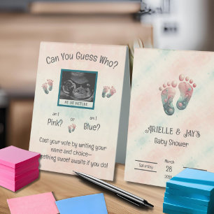 "Guess Who" Gender Reveal Ultrasound Baby Shower Table Tent