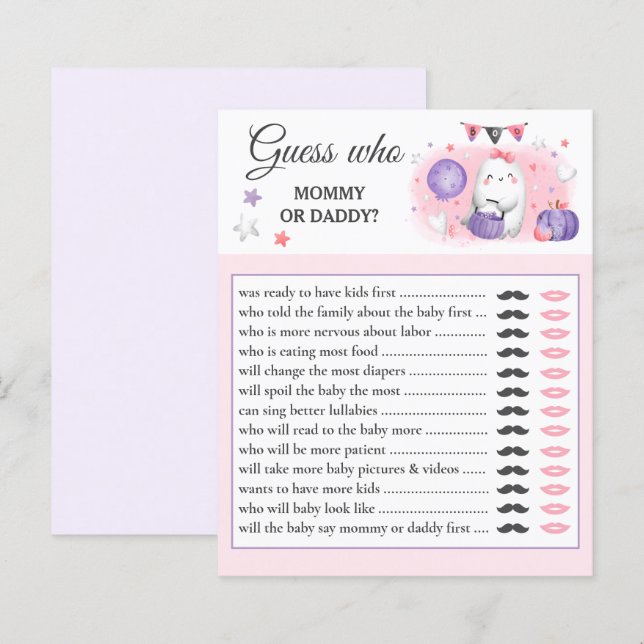 Guess Who Halloween Baby Shower Game Pink (Front/Back)