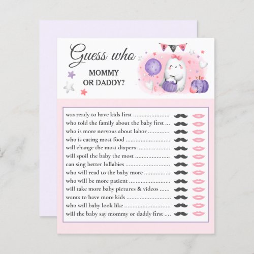 Guess Who Halloween Baby Shower Game Pink