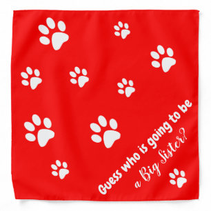 Guess Who Is Going To Be a Big Sister Red Pet Bandana