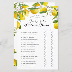 Guess Who, lemon Bridal shower games