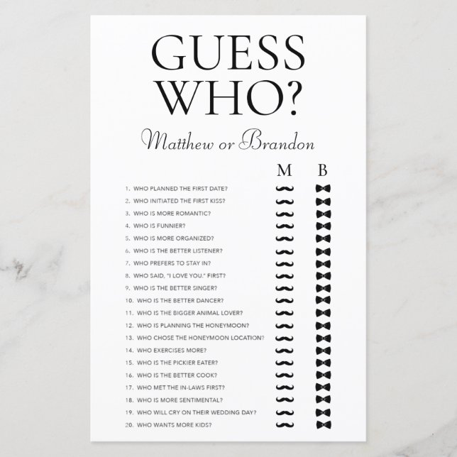 Guess Who LGBTQ Shower Game (Front)