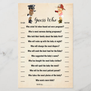 Guess Who Little Recruit Baby Shower Game Card Flyer