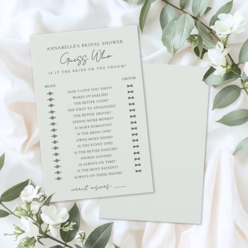 Guess Who Minimalist Bridal Shower Game