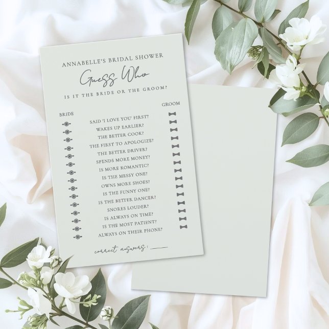 Guess Who Minimalist Bridal Shower Game (Guess Who Minimalist Bridal Shower Game)