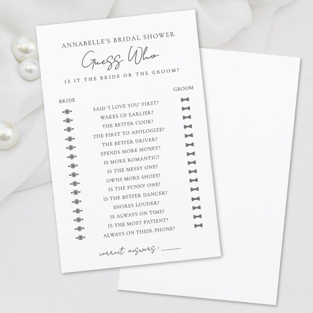 Guess Who Minimalist Bridal Shower Game (Guess Who Minimalist Bridal Shower Game)